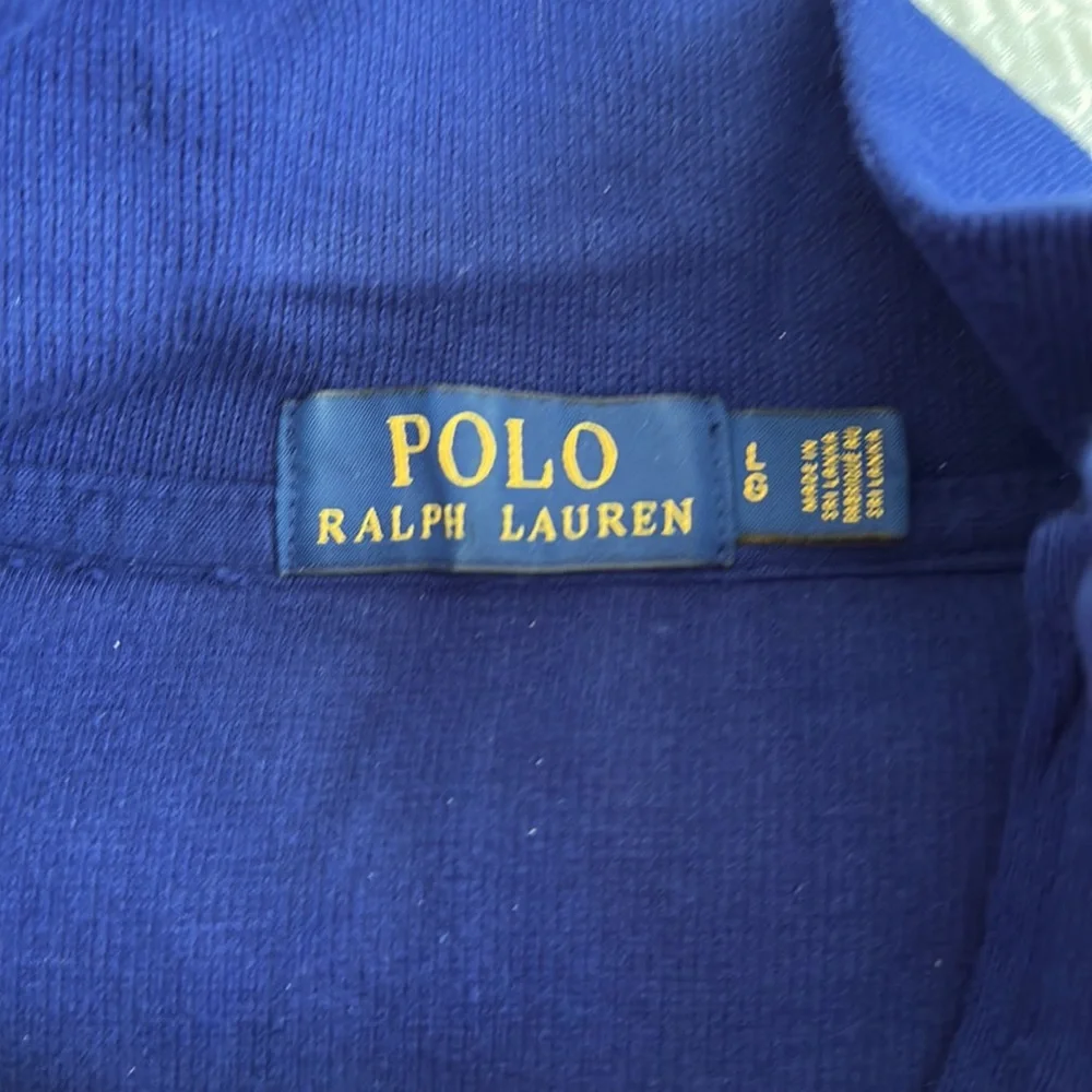 Polo Ralph, Lauren, navy quarter zip, size L Good condition. Smoke free home.
